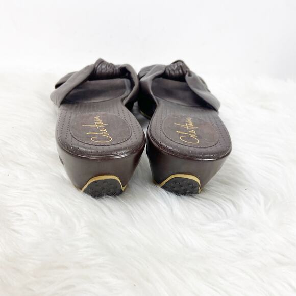 Cole Haan 8 B Womens Brown Leather Slide Wedge Sandals - Picture 3 of 8